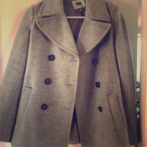 Gray wool peacoat